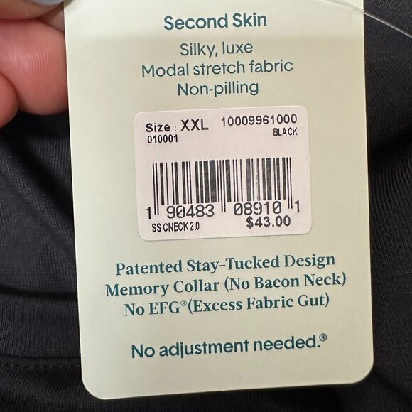 NWT Tommy John Mens Second Skin Sleep Pocket Tee in Black Size XXL Modal Spandex - Picture 5 of 9